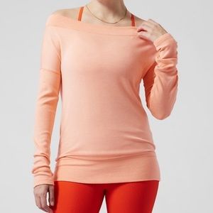 Athleta Studio Barre Sweatshirt Bright Peach Heather Size XL Tall